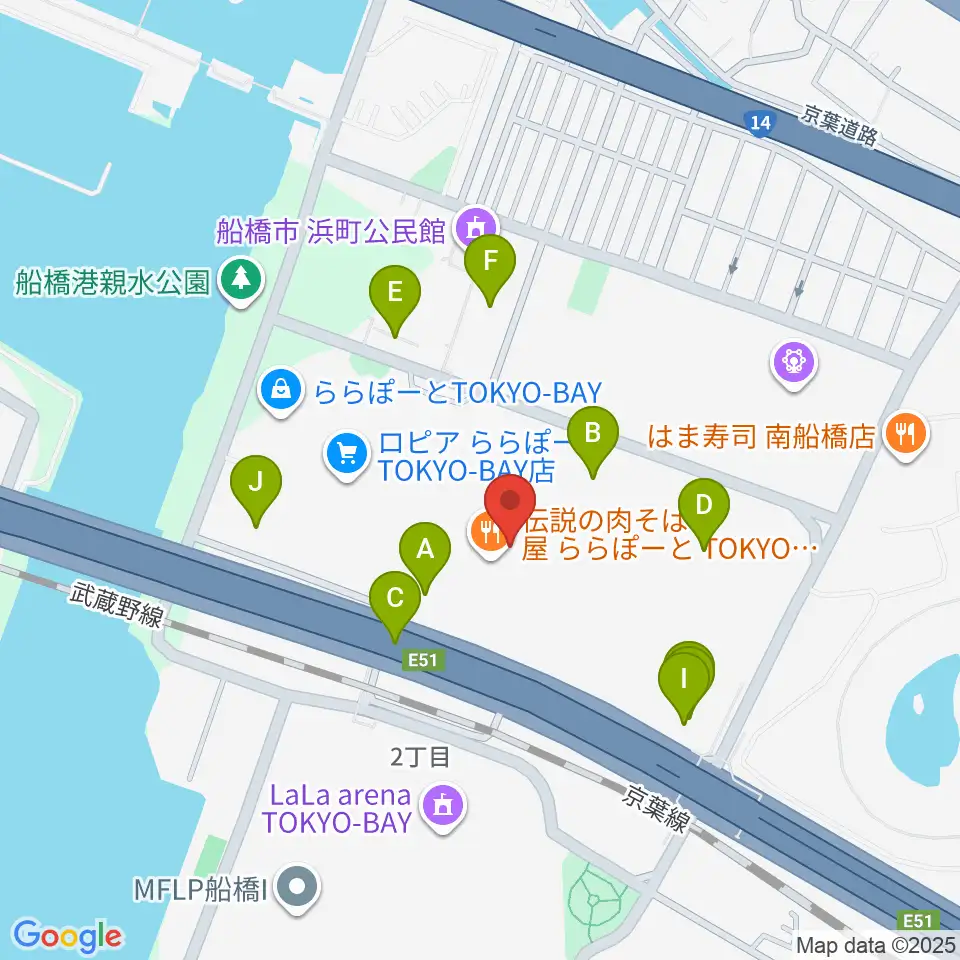 伊藤楽器 ららぽーとTOKYO-BAY店周辺の駐車場・コインパーキング一覧地図