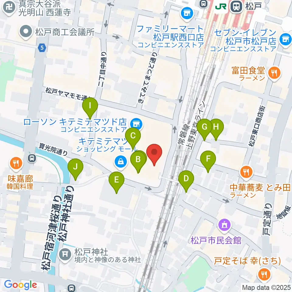 伊藤楽器ピアノシティ松戸周辺の駐車場・コインパーキング一覧地図