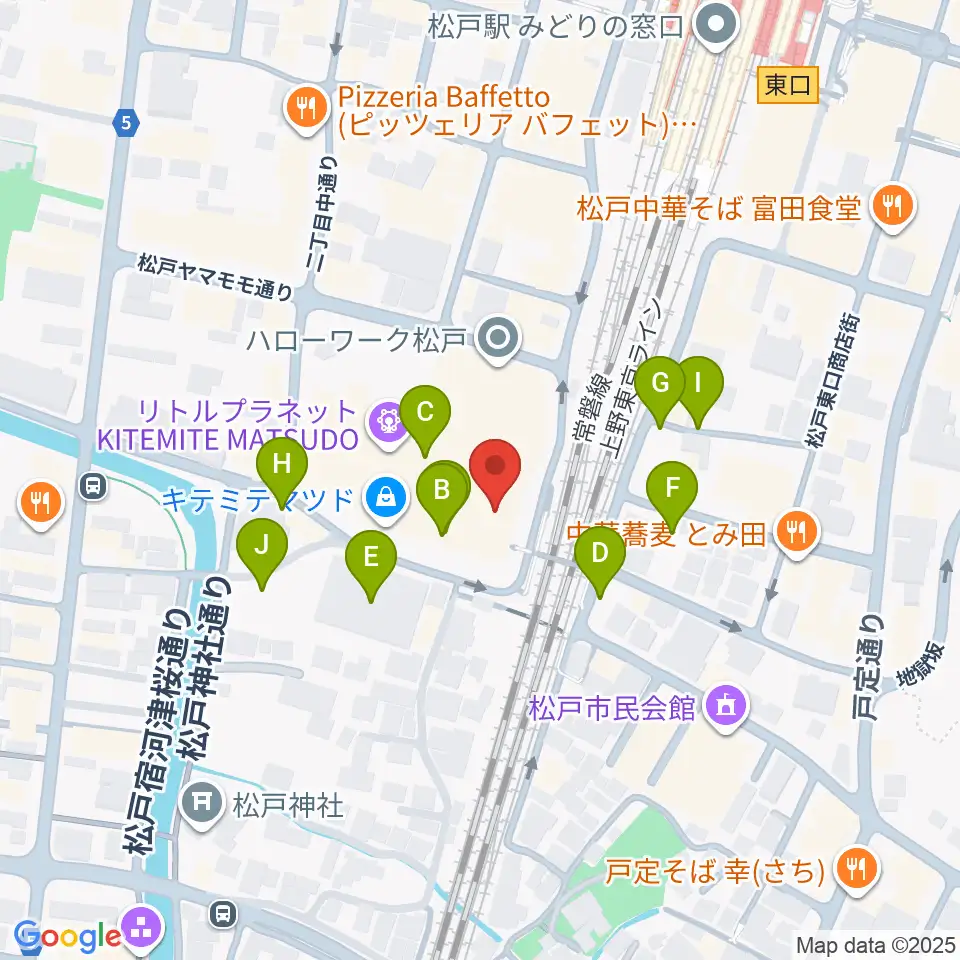 伊藤楽器ピアノシティ松戸周辺の駐車場・コインパーキング一覧地図