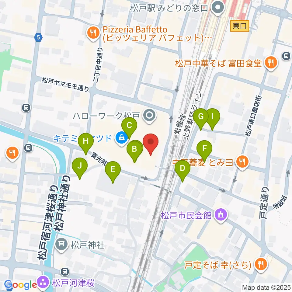 伊藤楽器ピアノシティ松戸周辺の駐車場・コインパーキング一覧地図