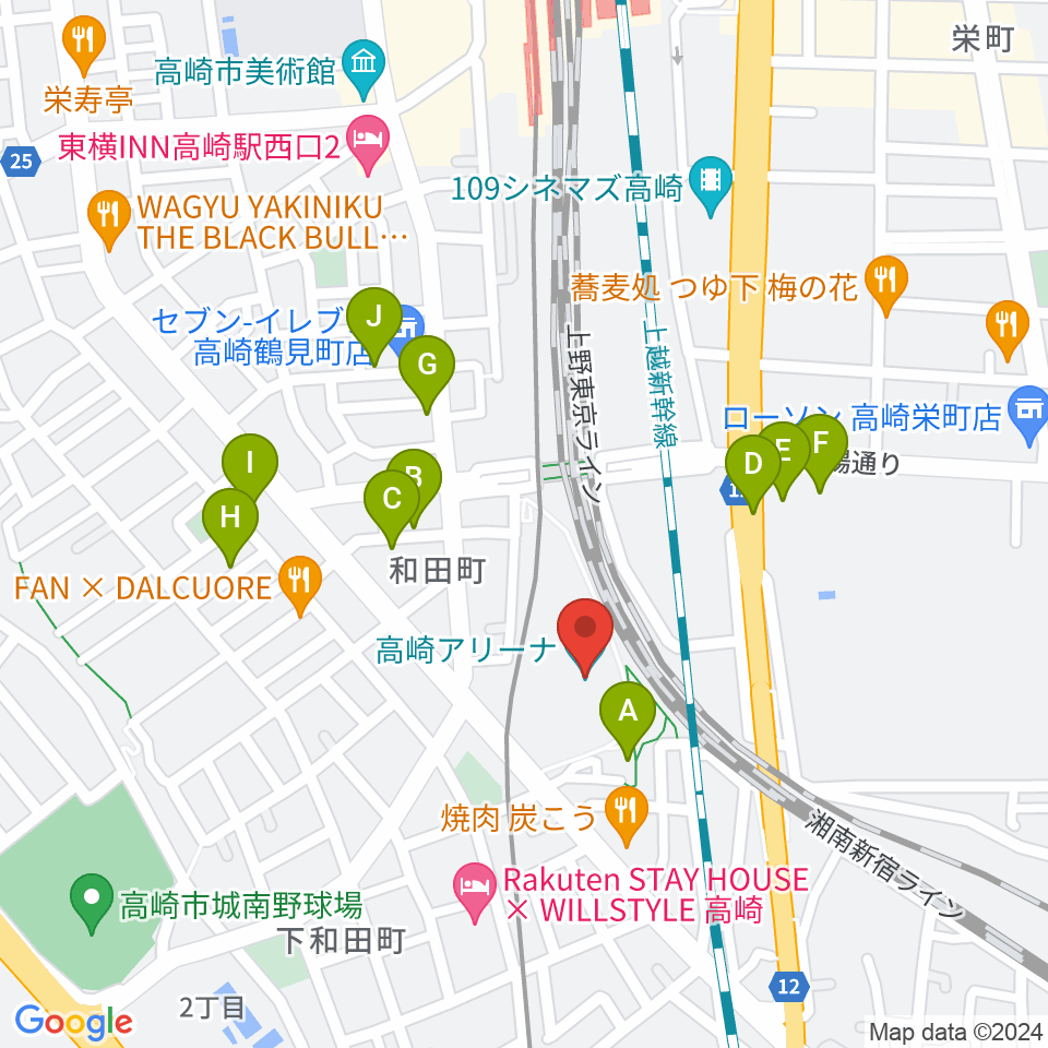 高崎アリーナ周辺の駐車場・コインパーキング一覧地図