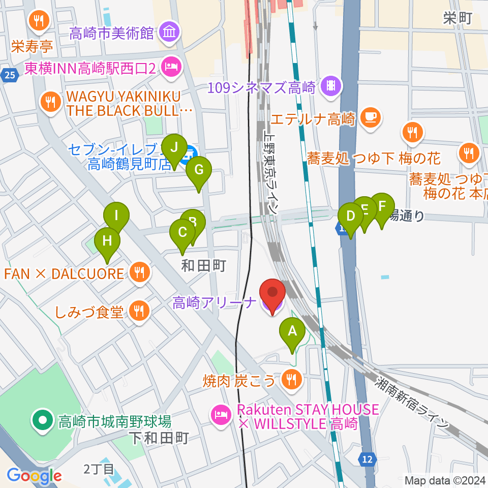 高崎アリーナ周辺の駐車場・コインパーキング一覧地図