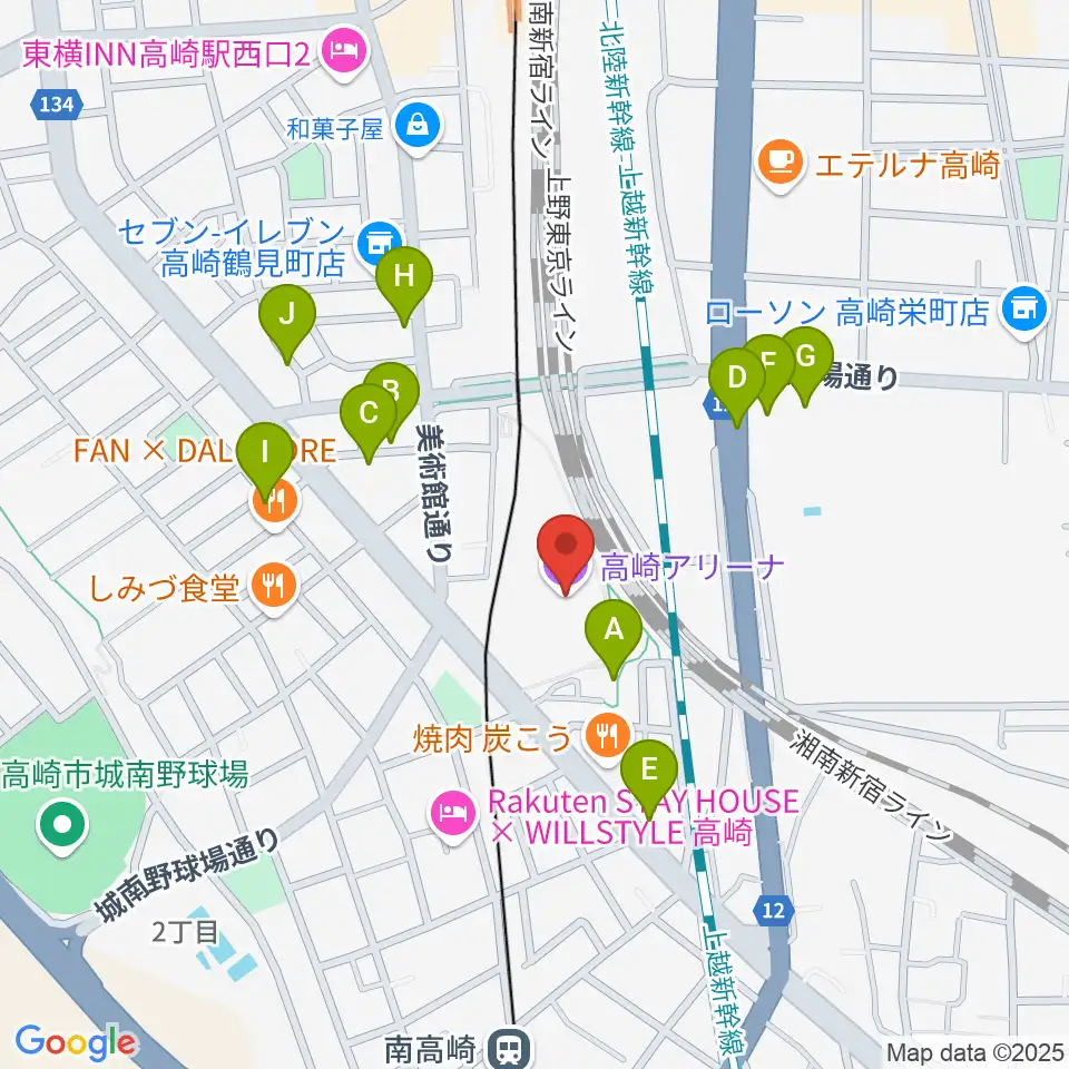 高崎アリーナ周辺の駐車場・コインパーキング一覧地図