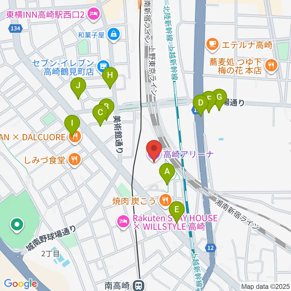 高崎アリーナ周辺の駐車場・コインパーキング一覧地図