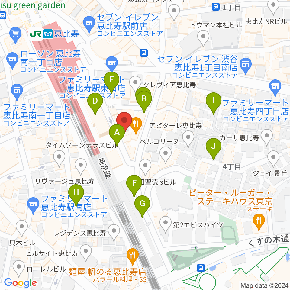 サウンドスタジオノア恵比寿周辺の駐車場・コインパーキング一覧地図