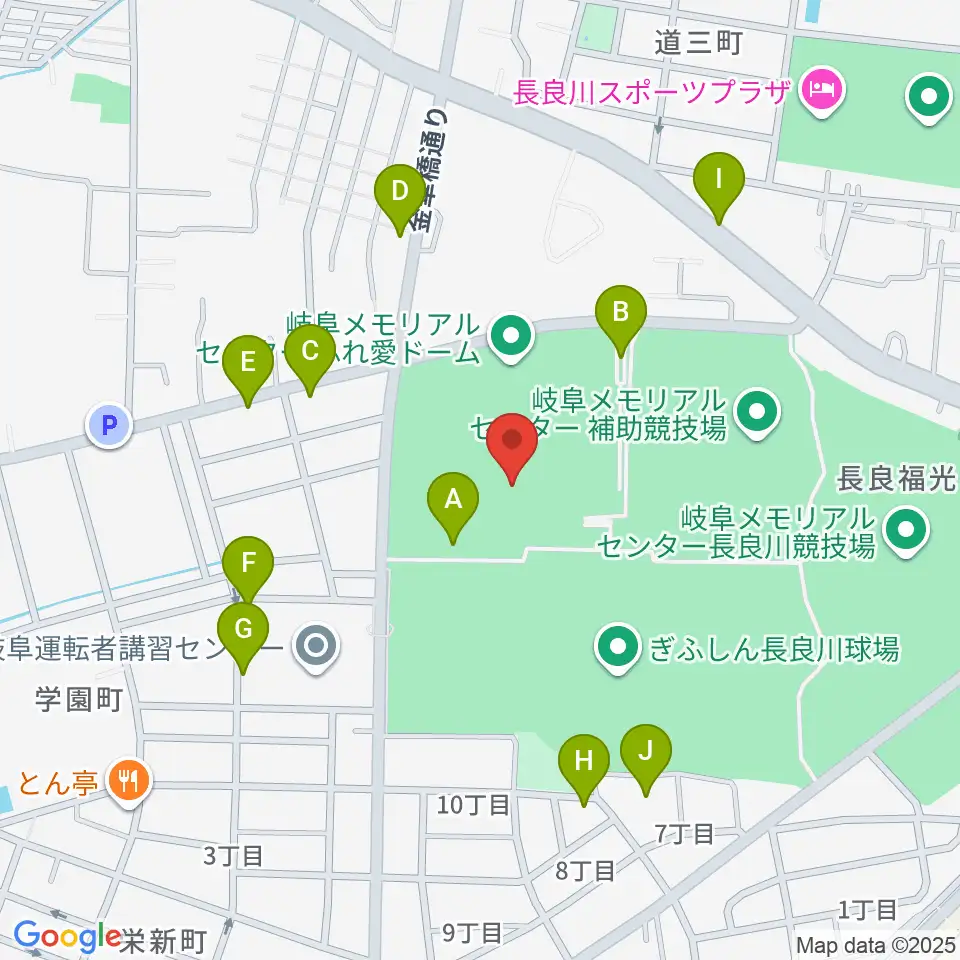 岐阜メモリアルセンターで愛ドーム周辺の駐車場・コインパーキング一覧地図