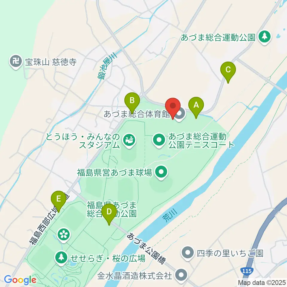 あづま総合体育館周辺の駐車場・コインパーキング一覧地図