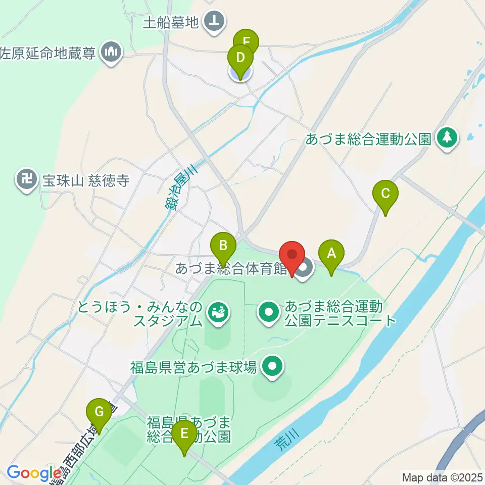 あづま総合体育館周辺の駐車場・コインパーキング一覧地図