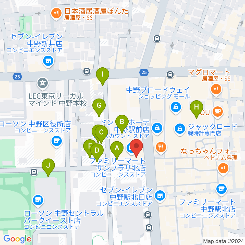 ディスクユニオン中野店周辺の駐車場・コインパーキング一覧地図