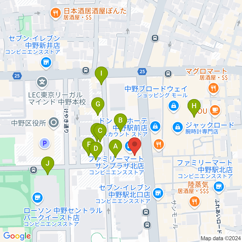 ディスクユニオン中野店周辺の駐車場・コインパーキング一覧地図