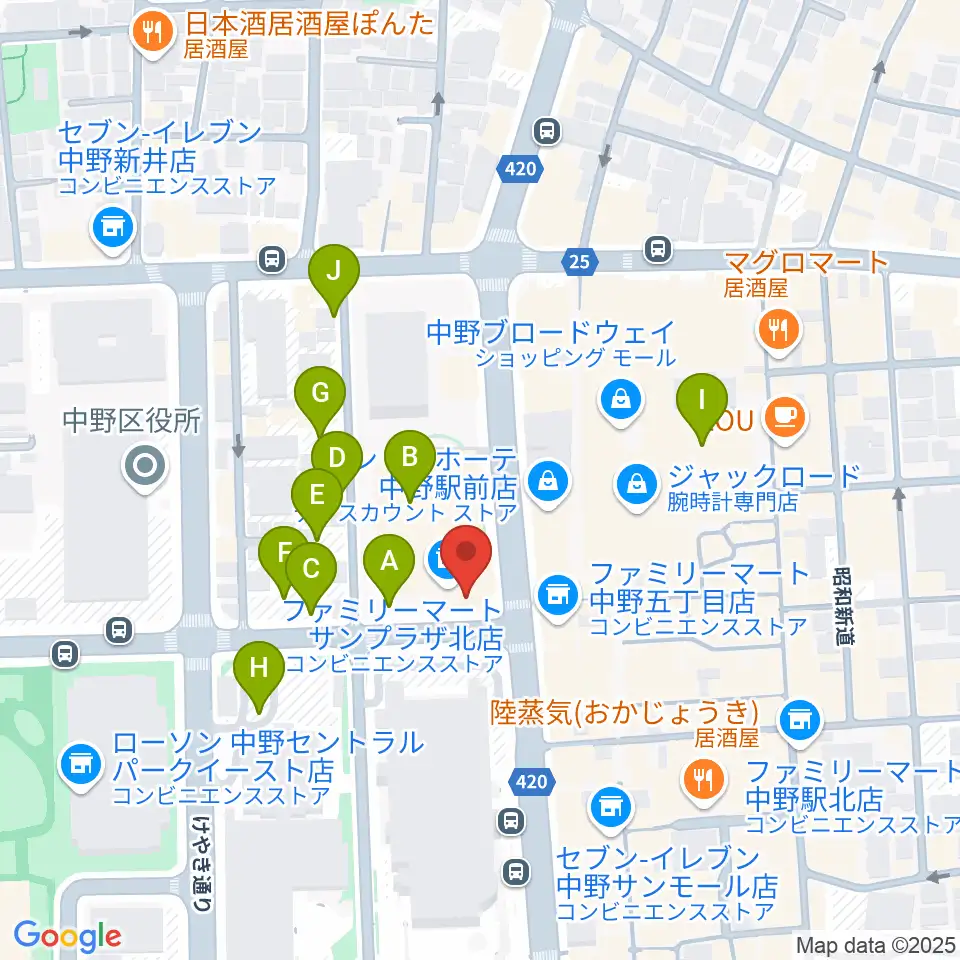 ディスクユニオン中野店周辺の駐車場・コインパーキング一覧地図