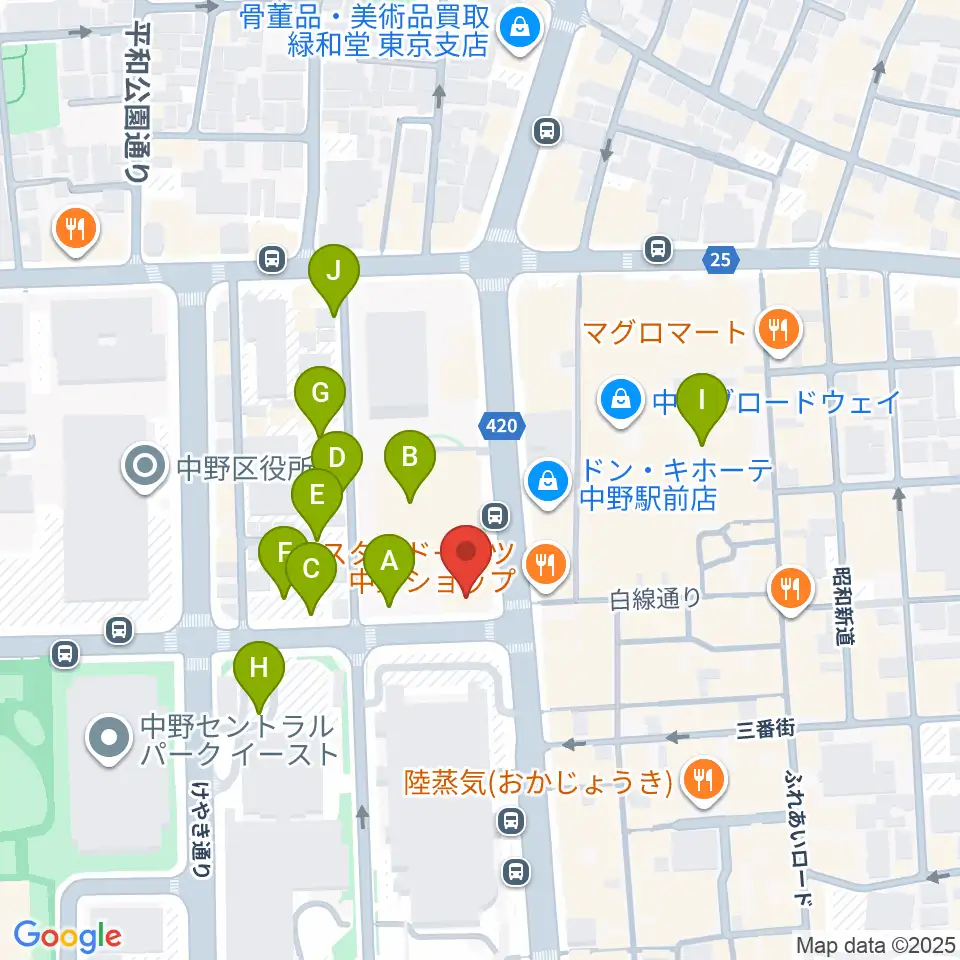 ディスクユニオン中野店周辺の駐車場・コインパーキング一覧地図