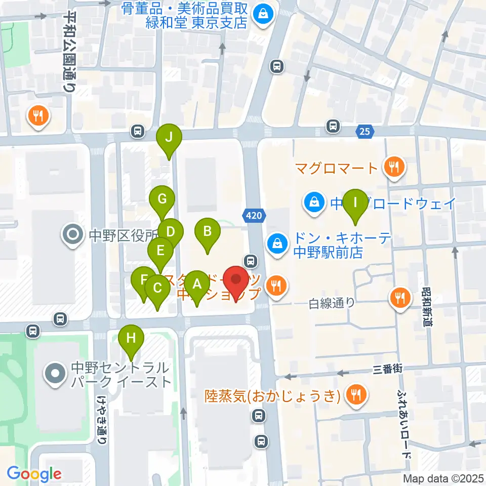 ディスクユニオン中野店周辺の駐車場・コインパーキング一覧地図