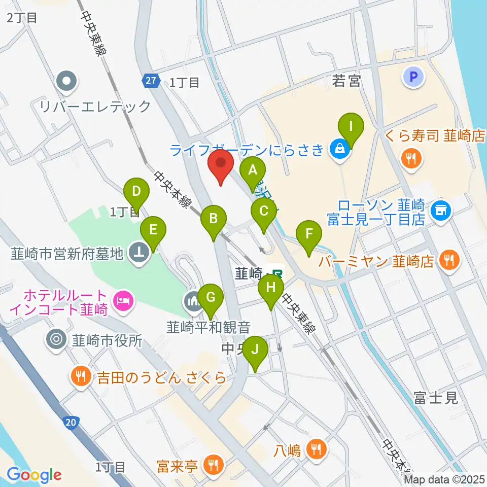 韮崎市民交流センターニコリ周辺の駐車場・コインパーキング一覧地図