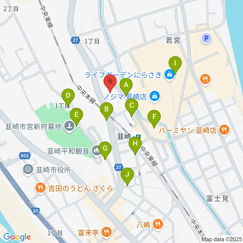 韮崎市民交流センターニコリ周辺の駐車場・コインパーキング一覧地図