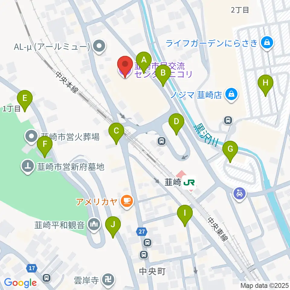 韮崎市民交流センターニコリ周辺の駐車場・コインパーキング一覧地図