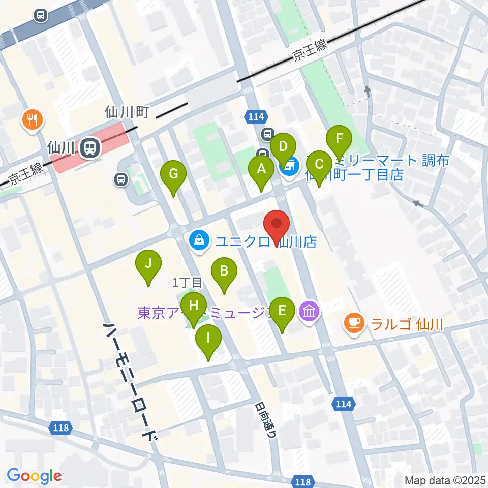 調布市せんがわ劇場周辺の駐車場・コインパーキング一覧地図