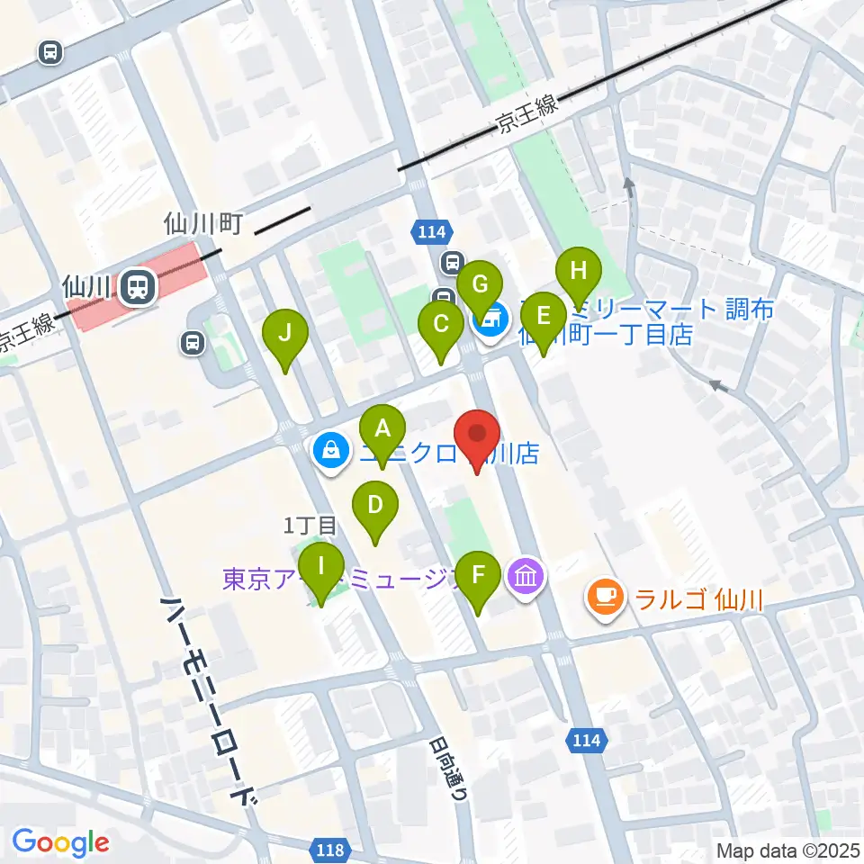 調布市せんがわ劇場周辺の駐車場・コインパーキング一覧地図