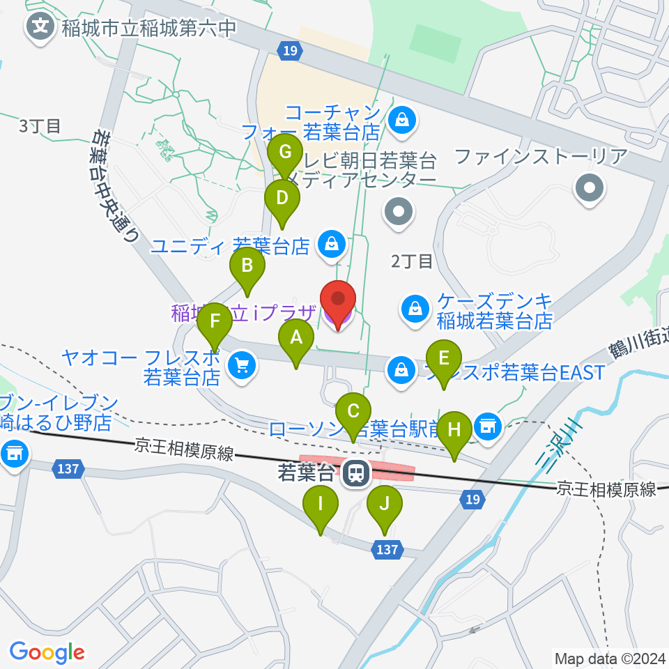 稲城市立iプラザ周辺の駐車場・コインパーキング一覧地図