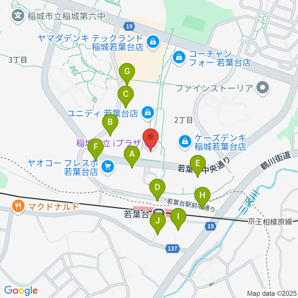 稲城市立iプラザ周辺の駐車場・コインパーキング一覧地図