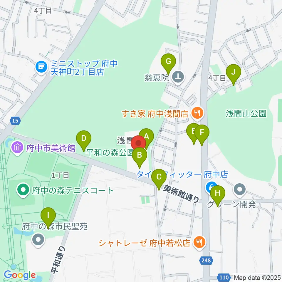 府中市生涯学習センター周辺の駐車場・コインパーキング一覧地図