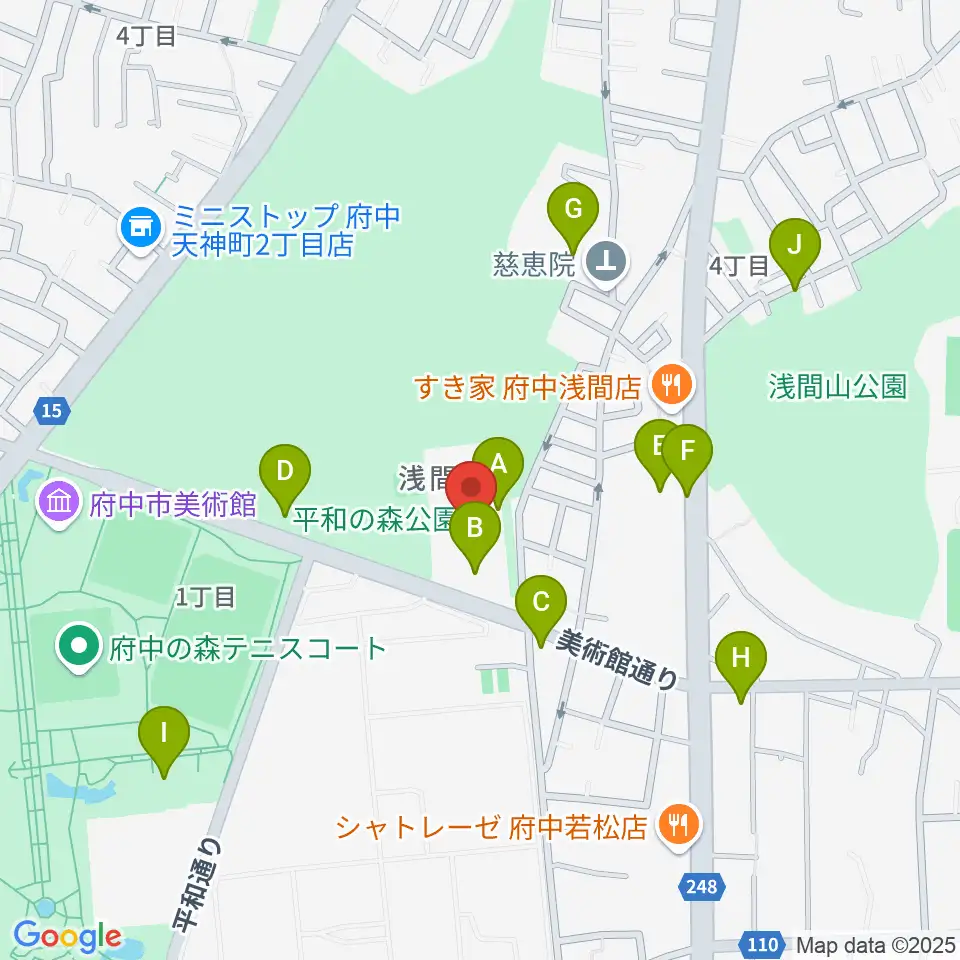 府中市生涯学習センター周辺の駐車場・コインパーキング一覧地図