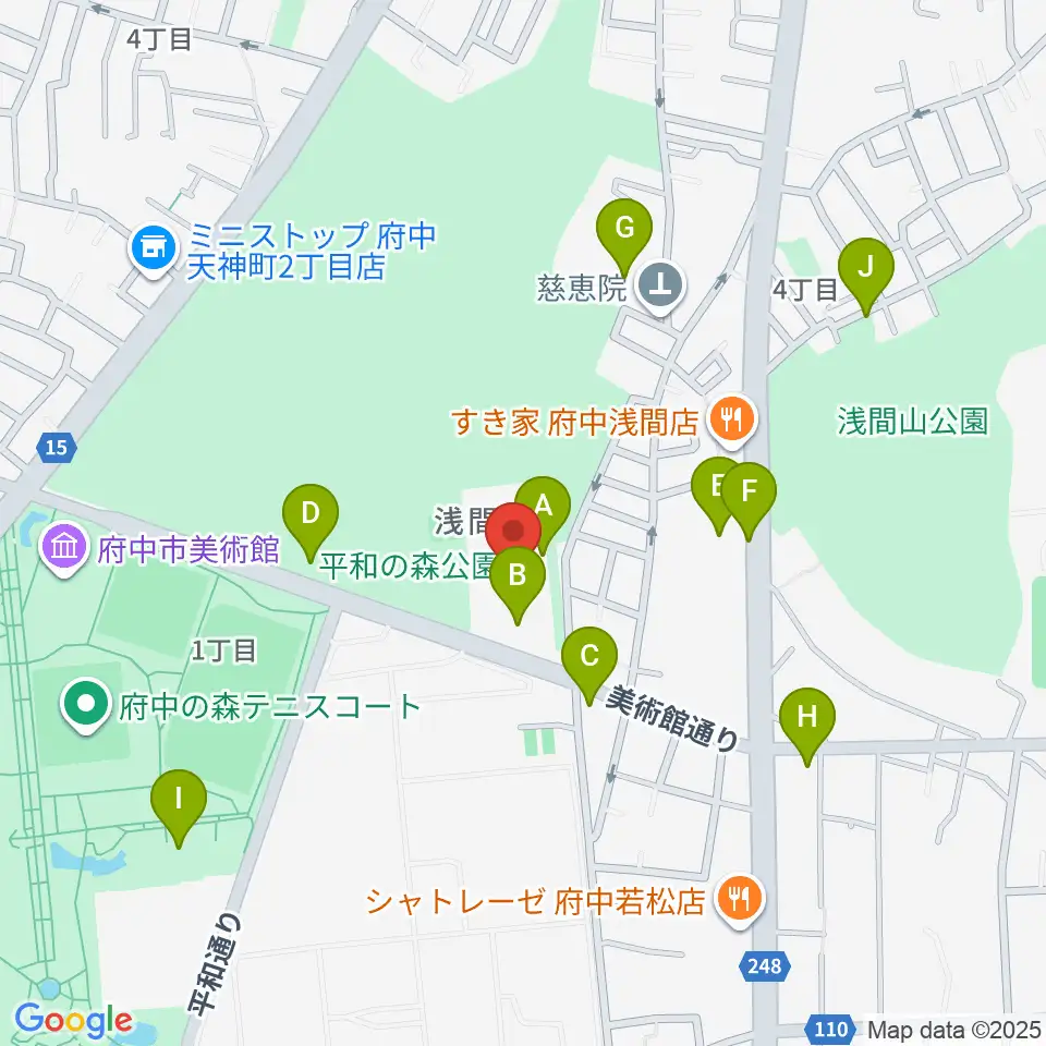 府中市生涯学習センター周辺の駐車場・コインパーキング一覧地図