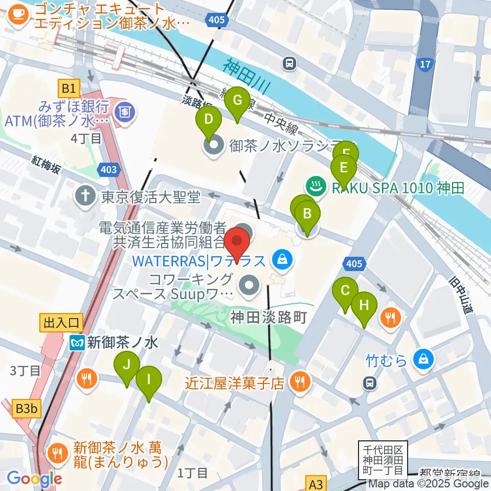 ワテラスコモンホール周辺の駐車場・コインパーキング一覧地図
