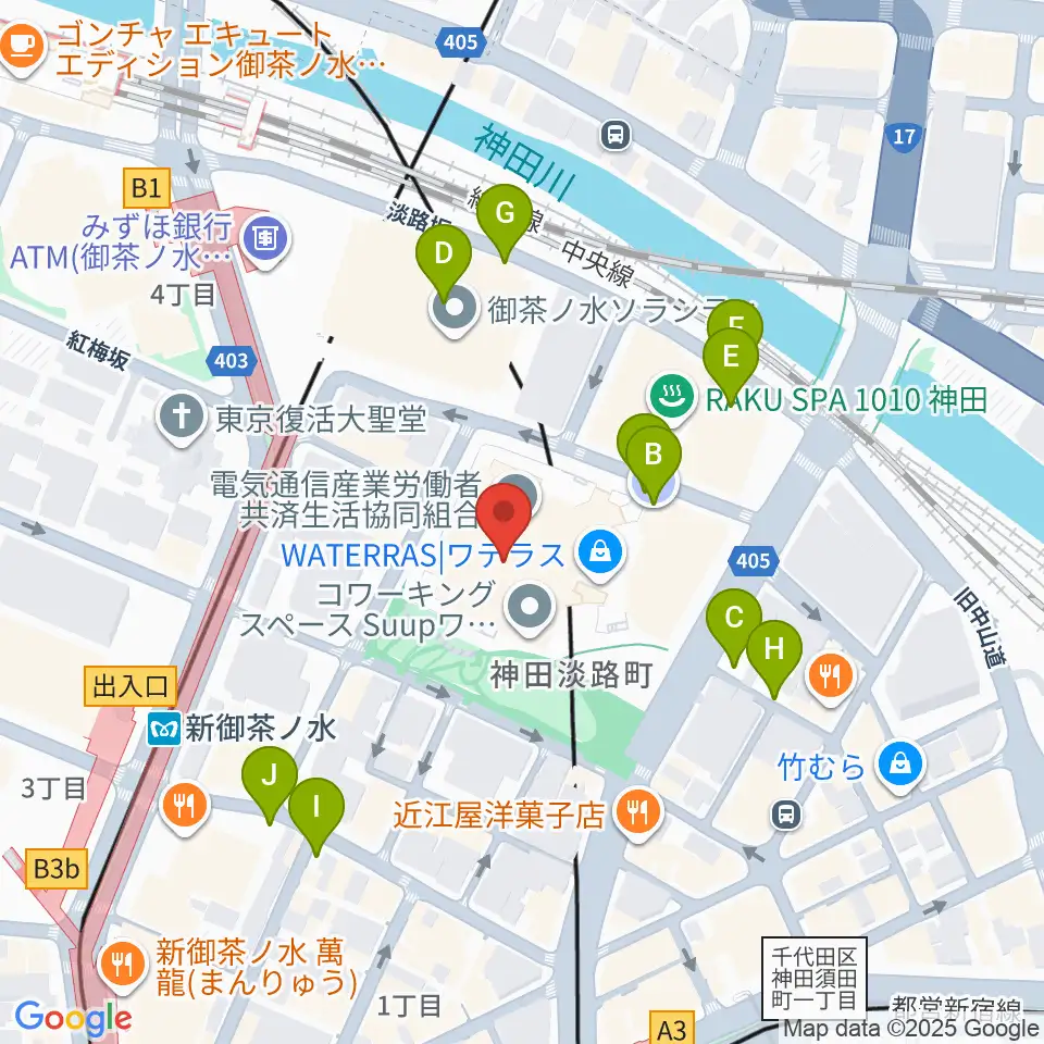 ワテラスコモンホール周辺の駐車場・コインパーキング一覧地図