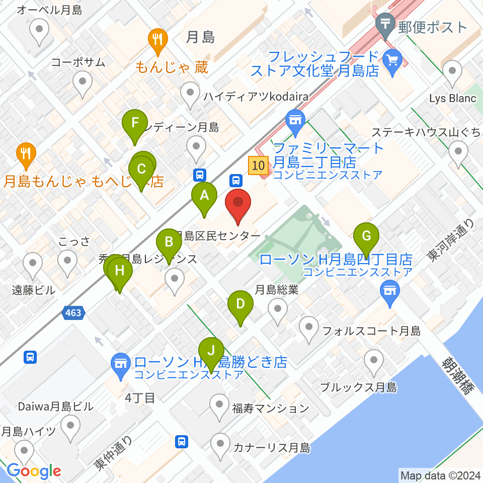 月島社会教育会館周辺の駐車場・コインパーキング一覧地図