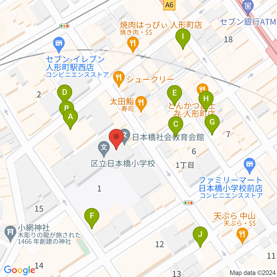 日本橋社会教育会館周辺の駐車場・コインパーキング一覧地図