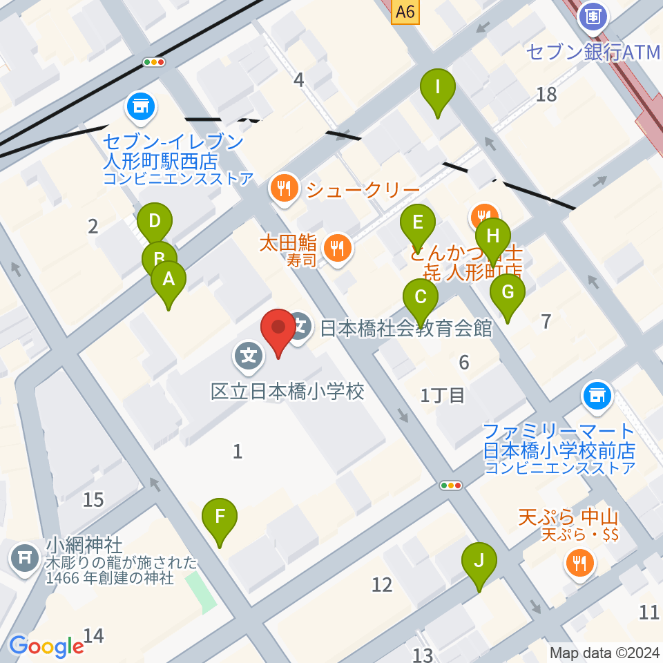 日本橋社会教育会館周辺の駐車場・コインパーキング一覧地図