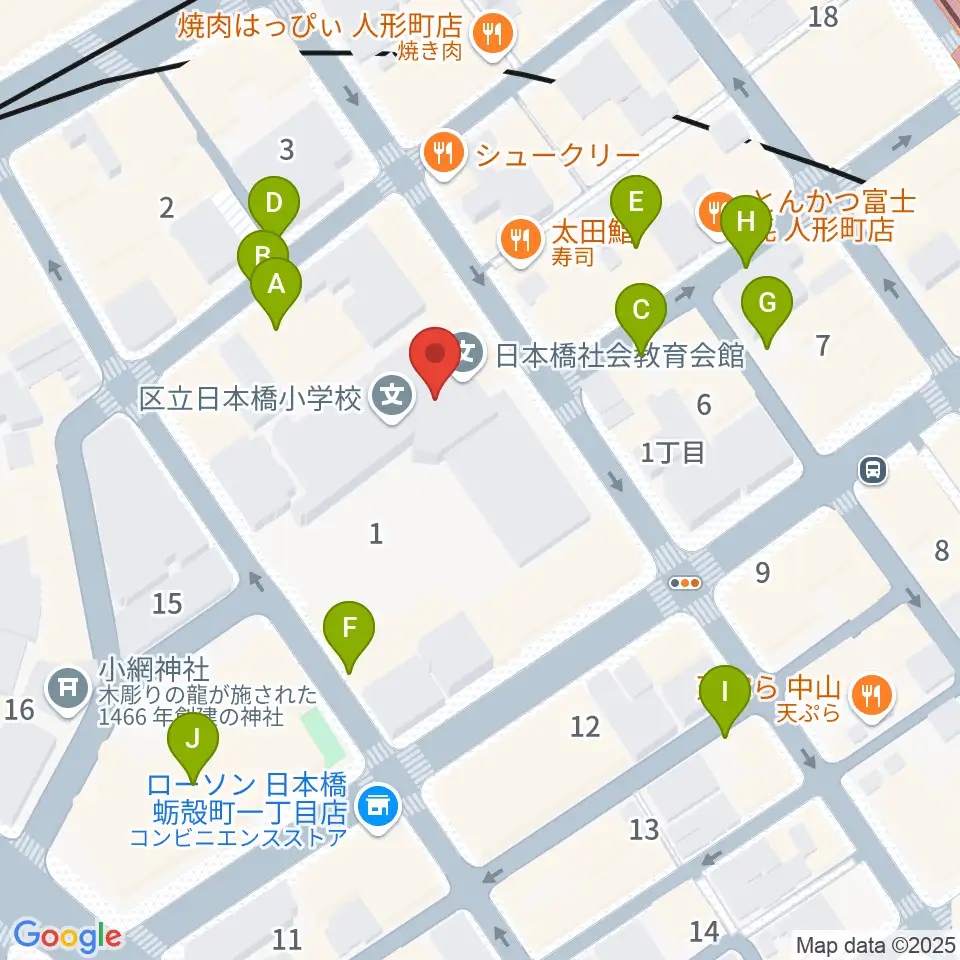 日本橋社会教育会館周辺の駐車場・コインパーキング一覧地図