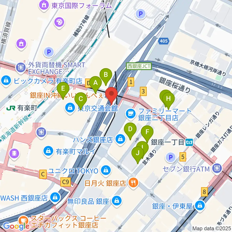 銀座Swing周辺の駐車場・コインパーキング一覧地図