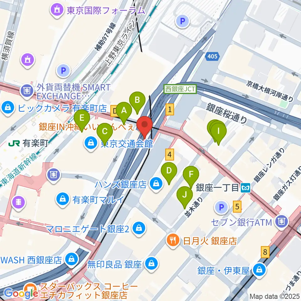 銀座Swing周辺の駐車場・コインパーキング一覧地図