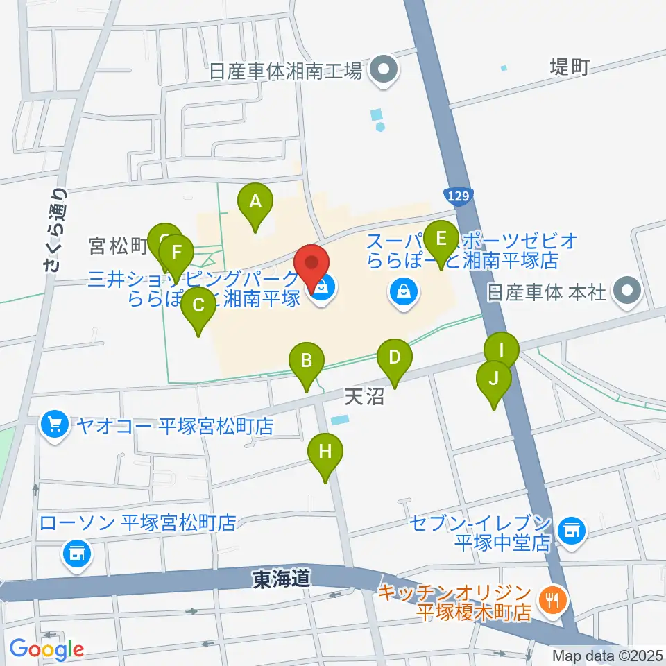 島村楽器 ららぽーと湘南平塚店周辺の駐車場・コインパーキング一覧地図