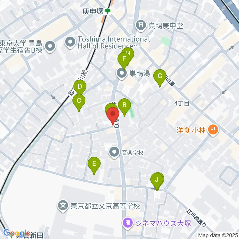 西巣鴨音楽堂周辺の駐車場・コインパーキング一覧地図
