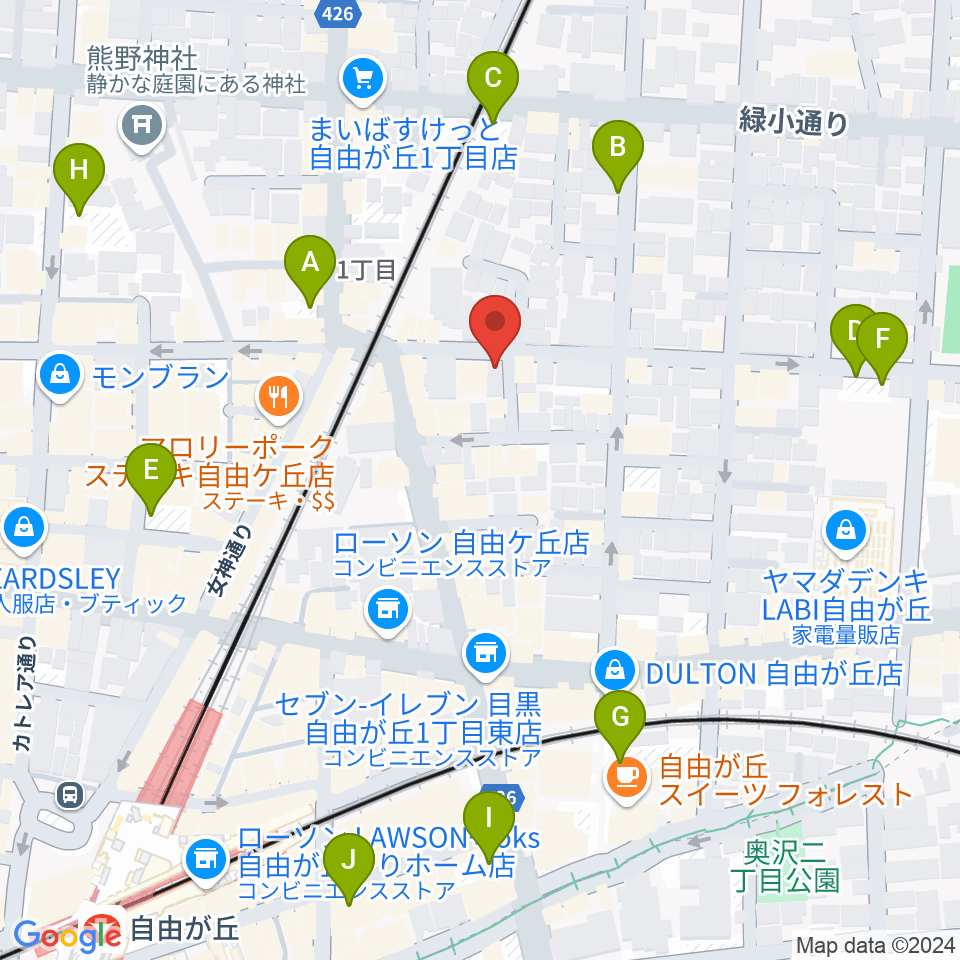 自由が丘オペラ座周辺の駐車場・コインパーキング一覧地図