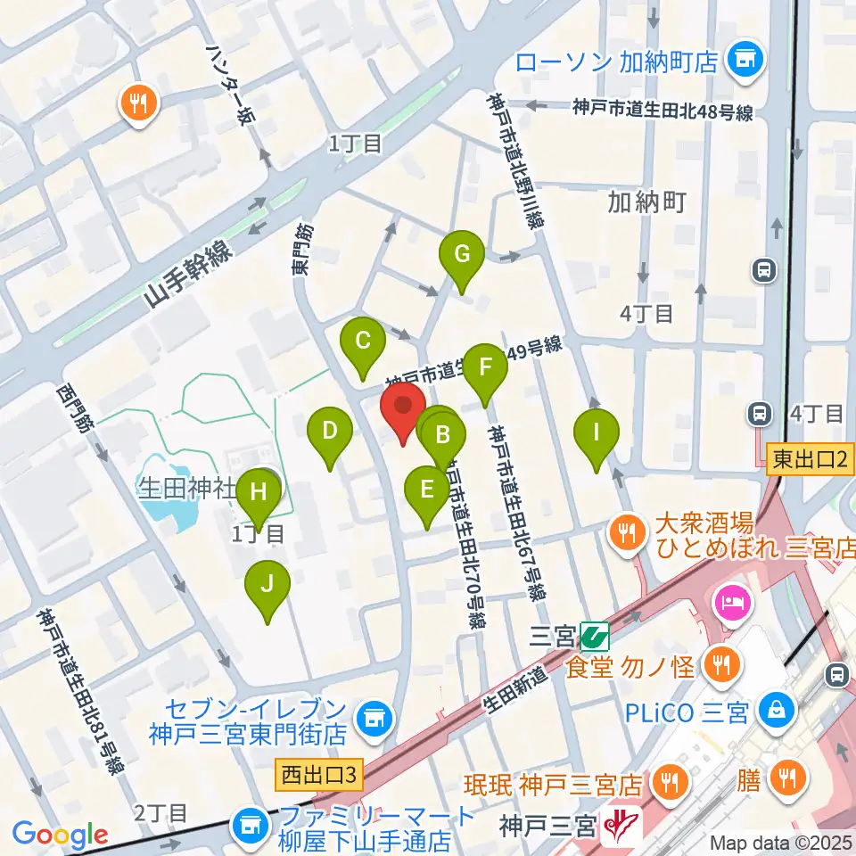 ケイヴ神戸周辺の駐車場・コインパーキング一覧地図