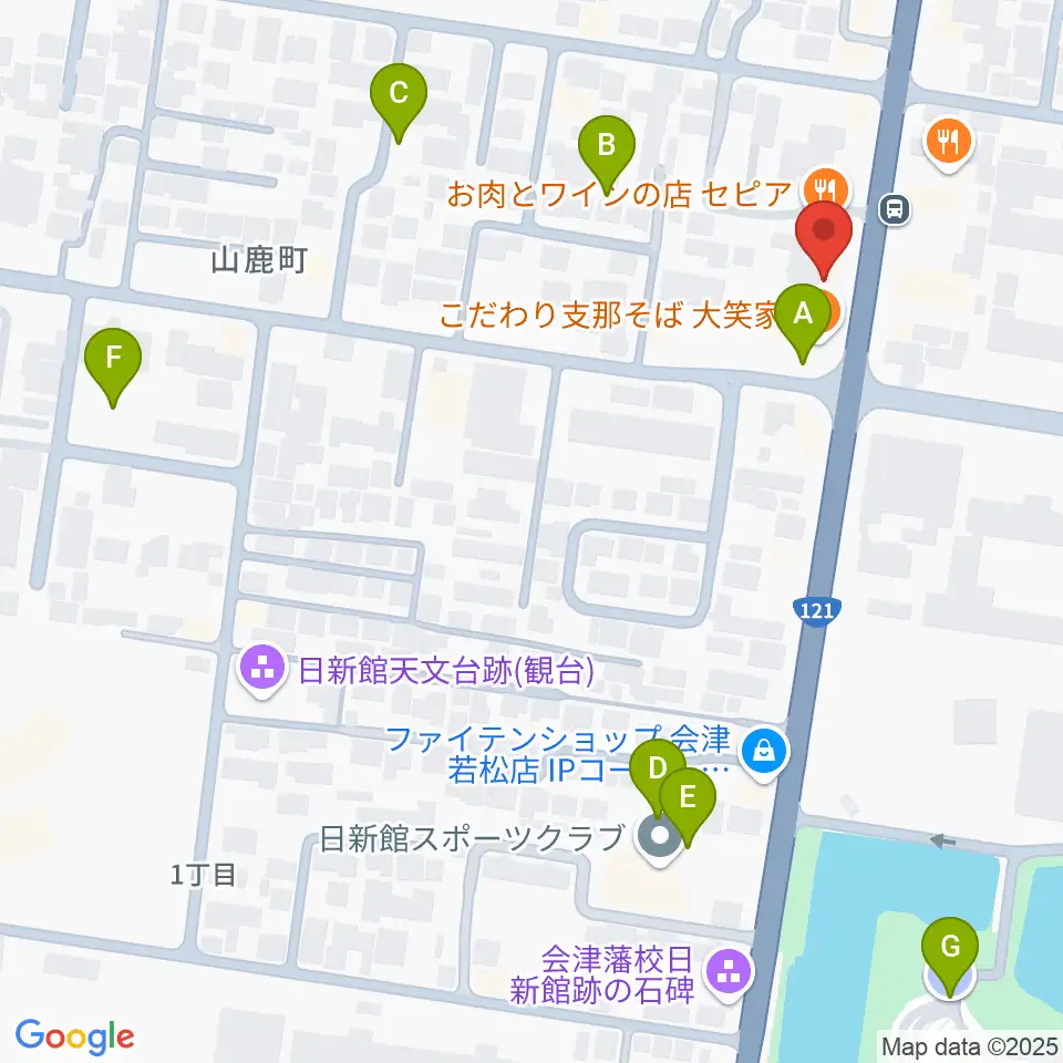 会津若松 まるギター教室＆ベース、ウクレレ周辺の駐車場・コインパーキング一覧地図