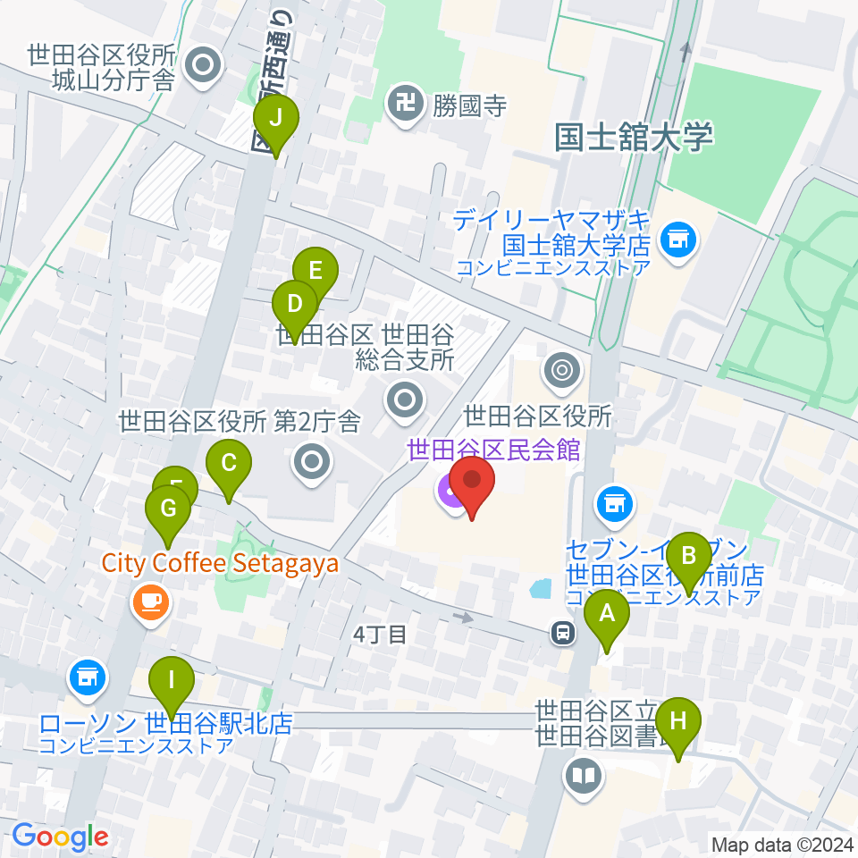 世田谷区民会館周辺の駐車場・コインパーキング一覧地図