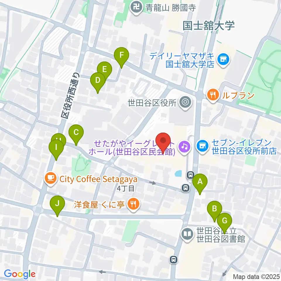 せたがやイーグレットホール周辺の駐車場・コインパーキング一覧地図