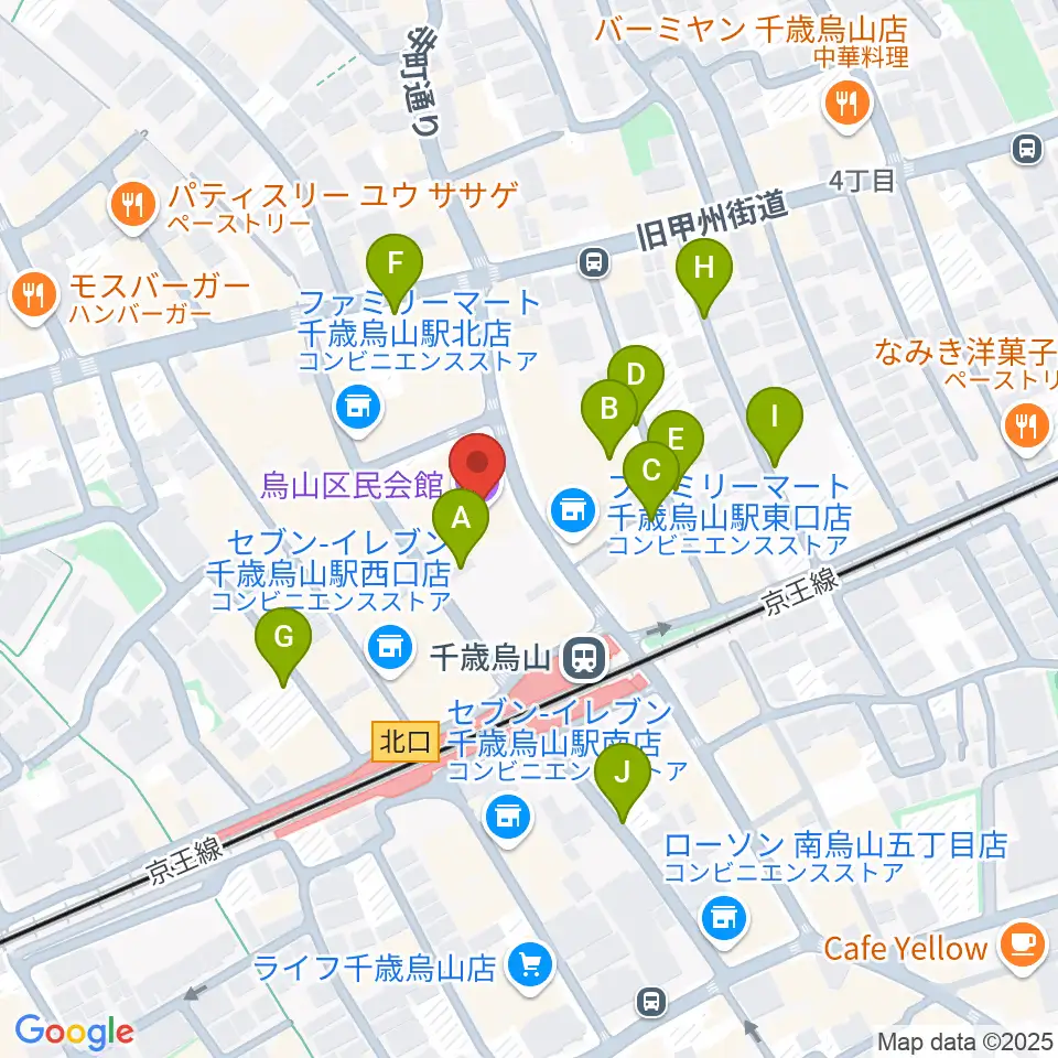 烏山区民会館周辺の駐車場・コインパーキング一覧地図