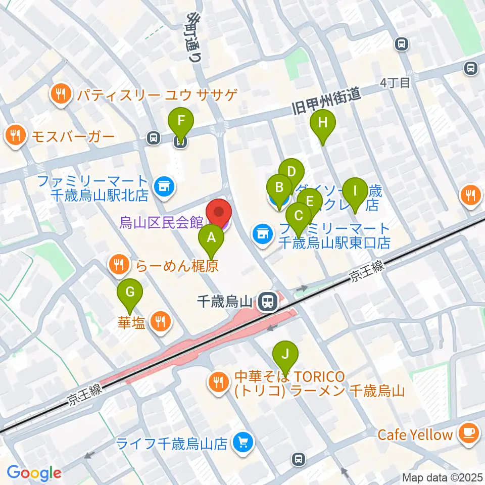烏山区民会館周辺の駐車場・コインパーキング一覧地図