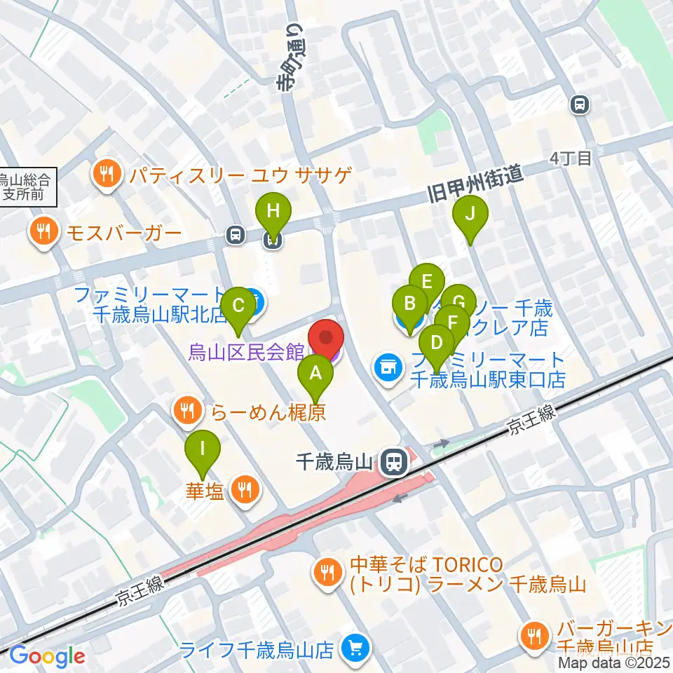 烏山区民会館周辺の駐車場・コインパーキング一覧地図