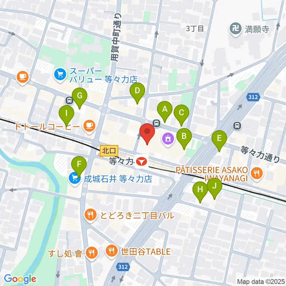 玉川せせらぎホール（玉川区民会館）周辺の駐車場・コインパーキング一覧地図
