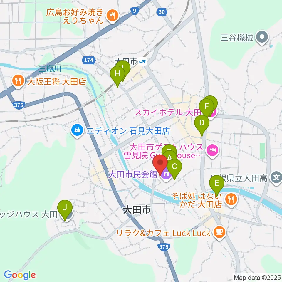 大田市民会館周辺の駐車場・コインパーキング一覧地図