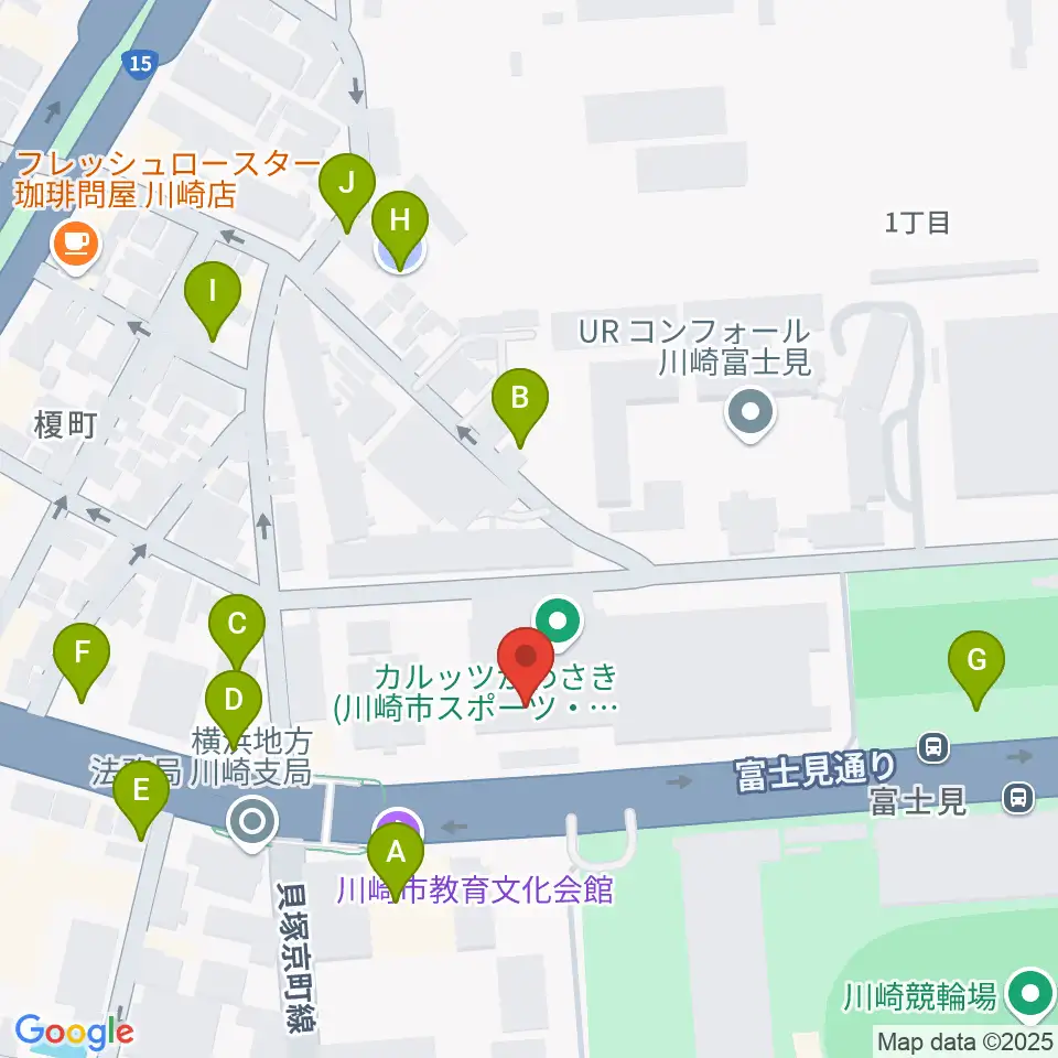 カルッツかわさきホール周辺の駐車場・コインパーキング一覧地図