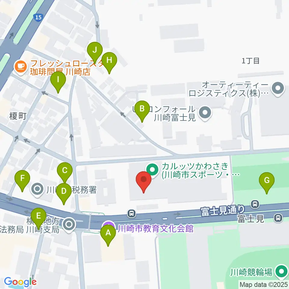 カルッツかわさきホール周辺の駐車場・コインパーキング一覧地図