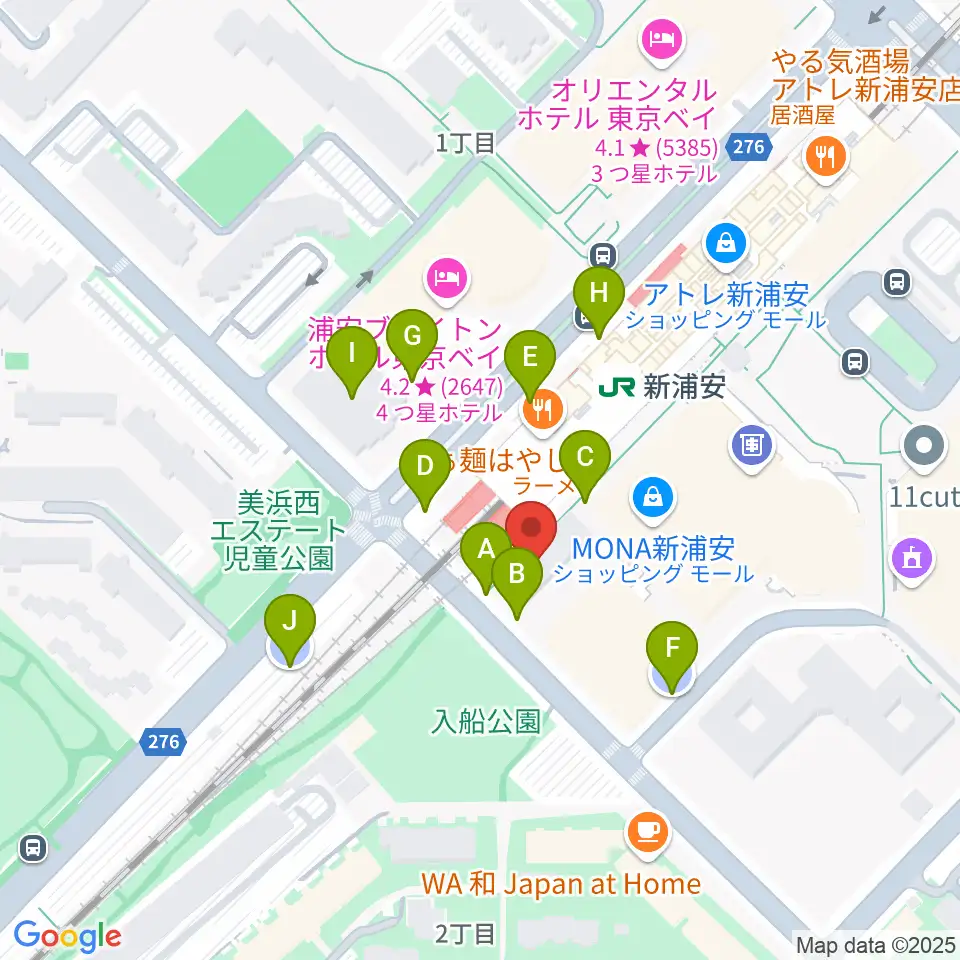 J:COM 浦安音楽ホール周辺の駐車場・コインパーキング一覧地図